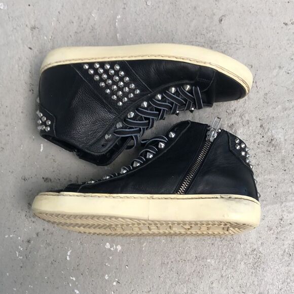 Leather Crown Studded Sneakers - Picture 3 of 11